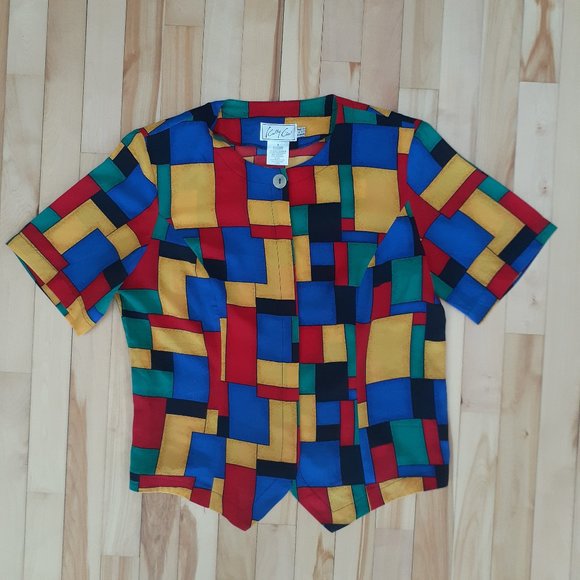 Kathy Che Tops - Kathy Che 90s Color Block Geometric Shirt / Size 8 vintage